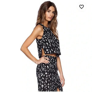 Rachel Zoe Black & White Crop Top With Side Zipper Women’s Size Large